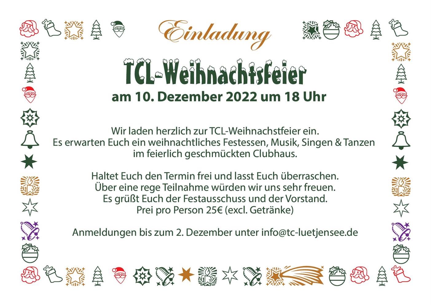 Einladung Weihnachtsfeier 2022